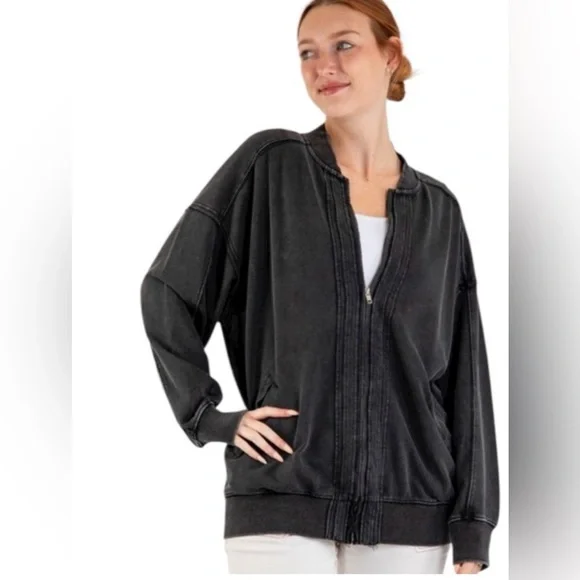 Bluevelvet/Women’s NWT Charcoal Zip Up Jacket Size S - Picture 2 of 12